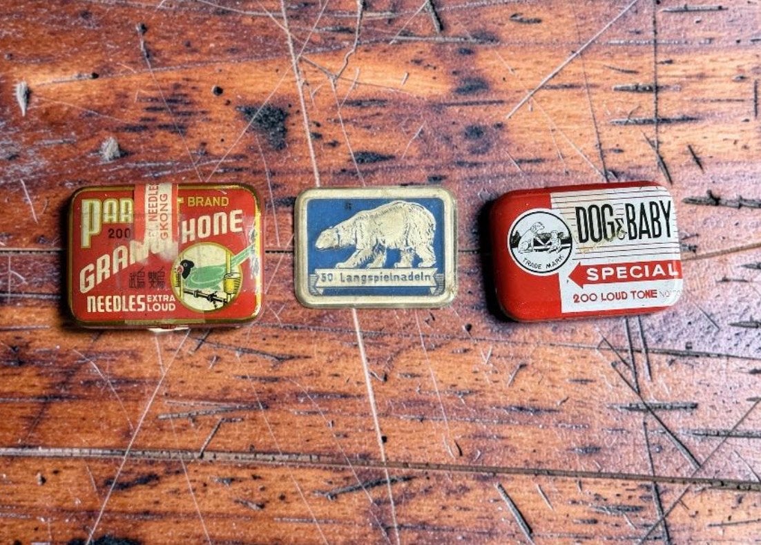Kavel van 3 Vintage Grammofoonnaalden Blikjes paragram, Ophalen of Verzenden