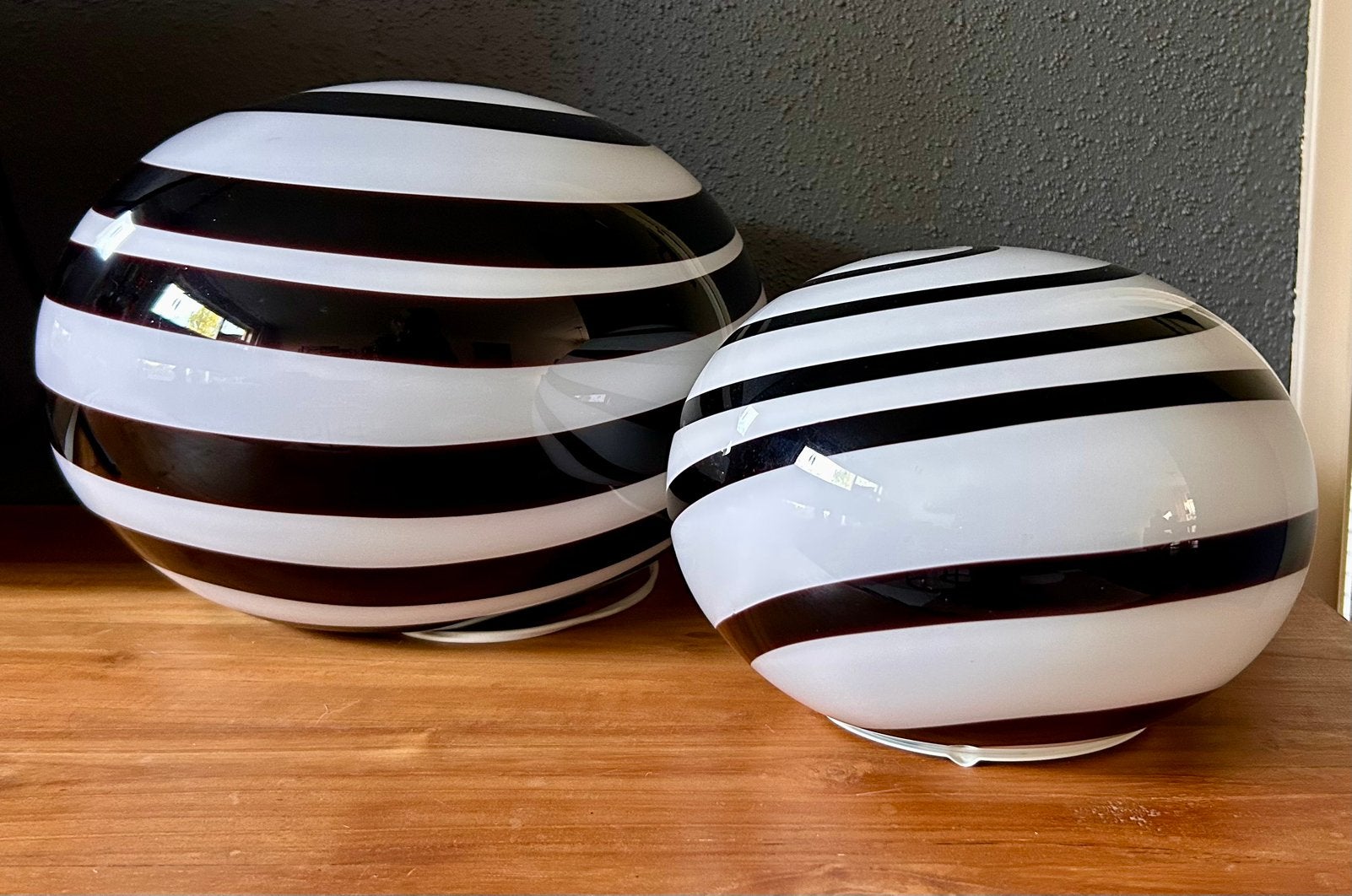 Wit-zwart glazen lampen bollen swirl zebra, Ophalen, Met schakelaar, Gebruikt, Overige merken
