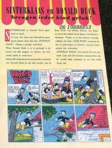 zoek oud Sinterklaas en Donald Duck promotie folder ca 1959, Ophalen of Verzenden, Gelezen, Walt Disney