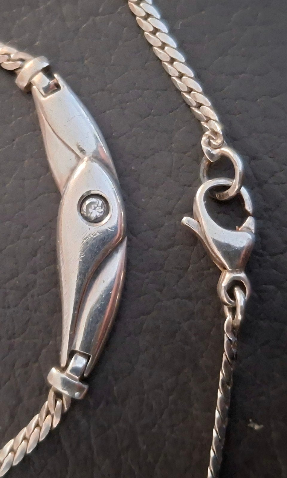 zilveren hals ketting met zilver hanger + edelsteen, Sieraden, Tassen en Uiterlijk, Ophalen of Verzenden, Zilver, Zilver