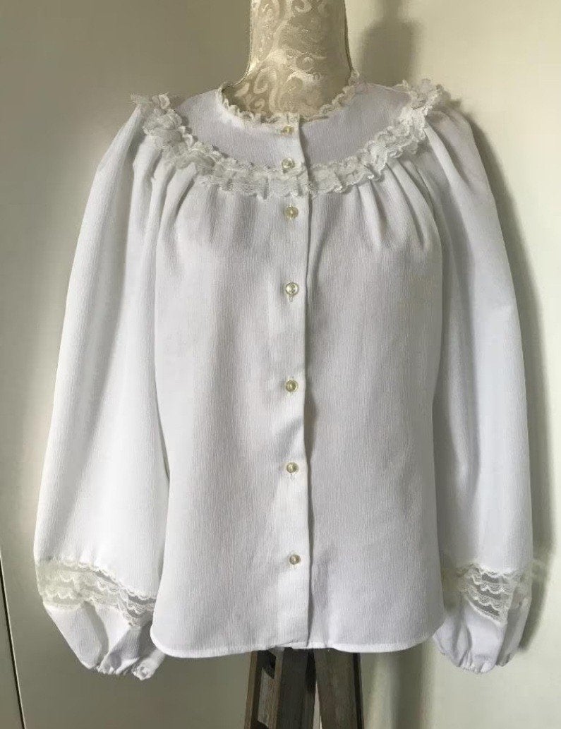 Vintage Witte Blouse, Ophalen of Verzenden, Zo goed als nieuw, Maat 36 (S), Wit