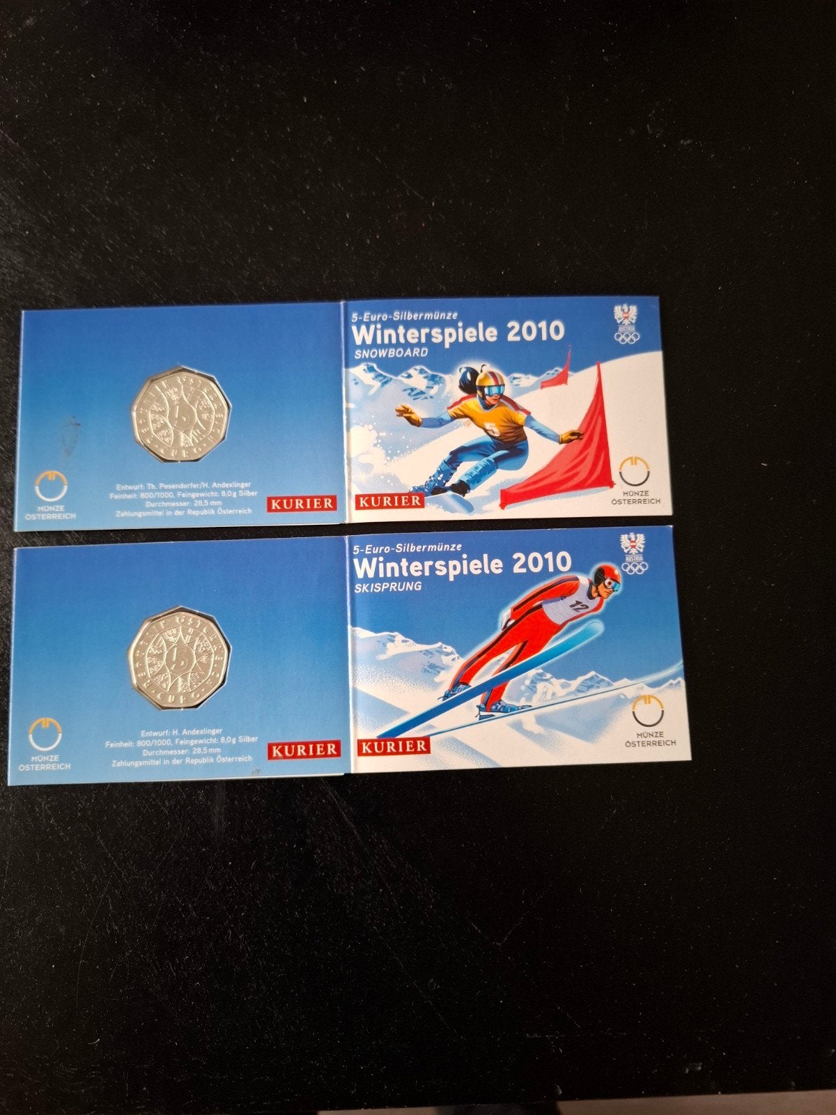 Oostenrijk 5 euro  2010  2 stuks zilver, Ophalen of Verzenden, Oostenrijk
