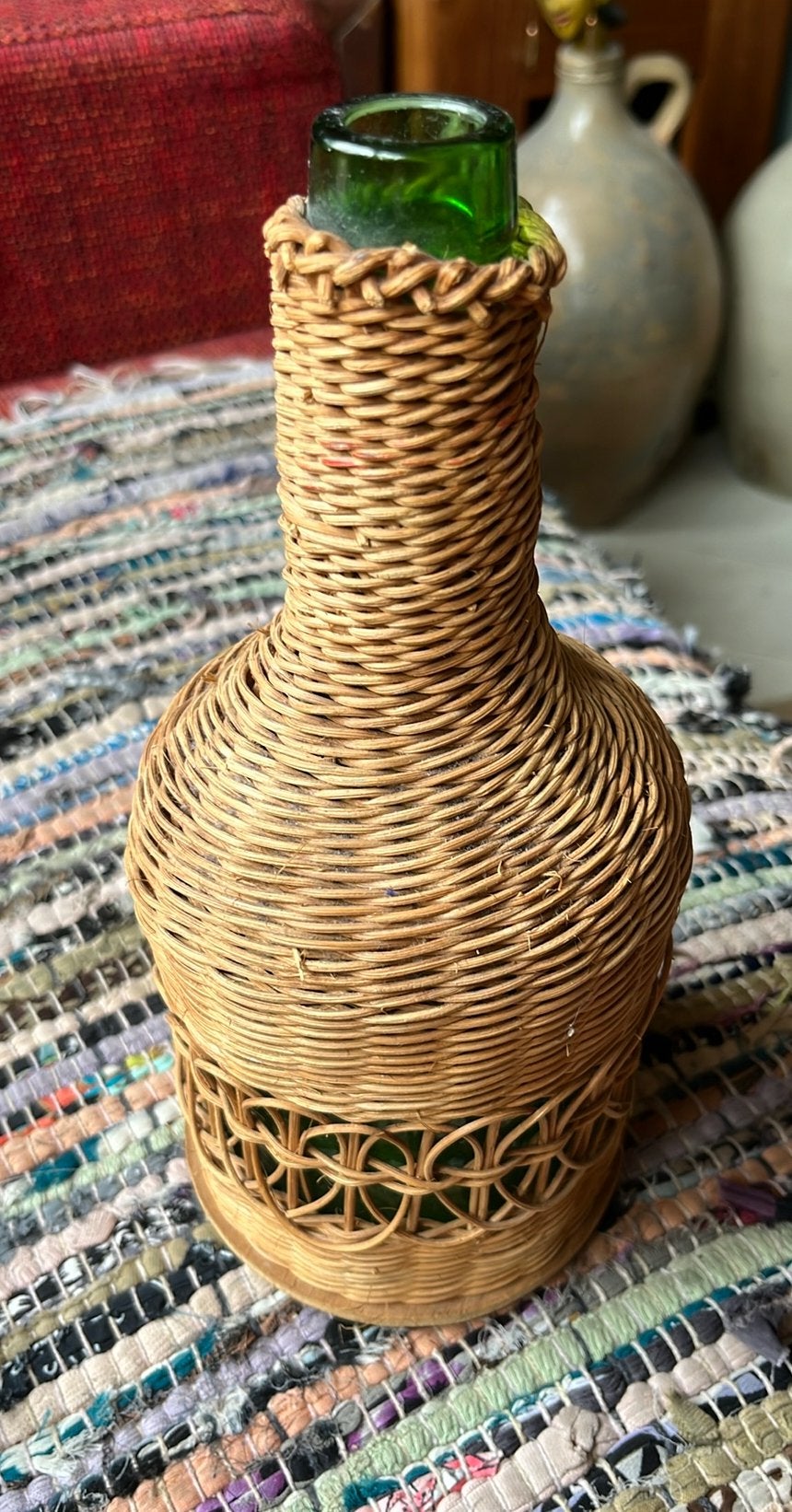 Vintage Fles met Rotan, Ophalen of Verzenden