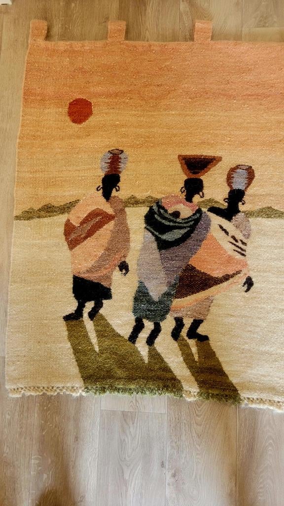 Handgemaakt Afrikaans wollen gobelin: Dames in de Sahara, Ophalen of Verzenden