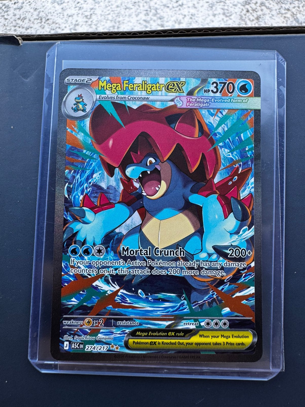 Mega Feraligatr EX 274/217, Hobby en Vrije tijd, Verzamelkaartspellen | Pokémon, Ophalen of Verzenden, Zo goed als nieuw, Losse kaart
