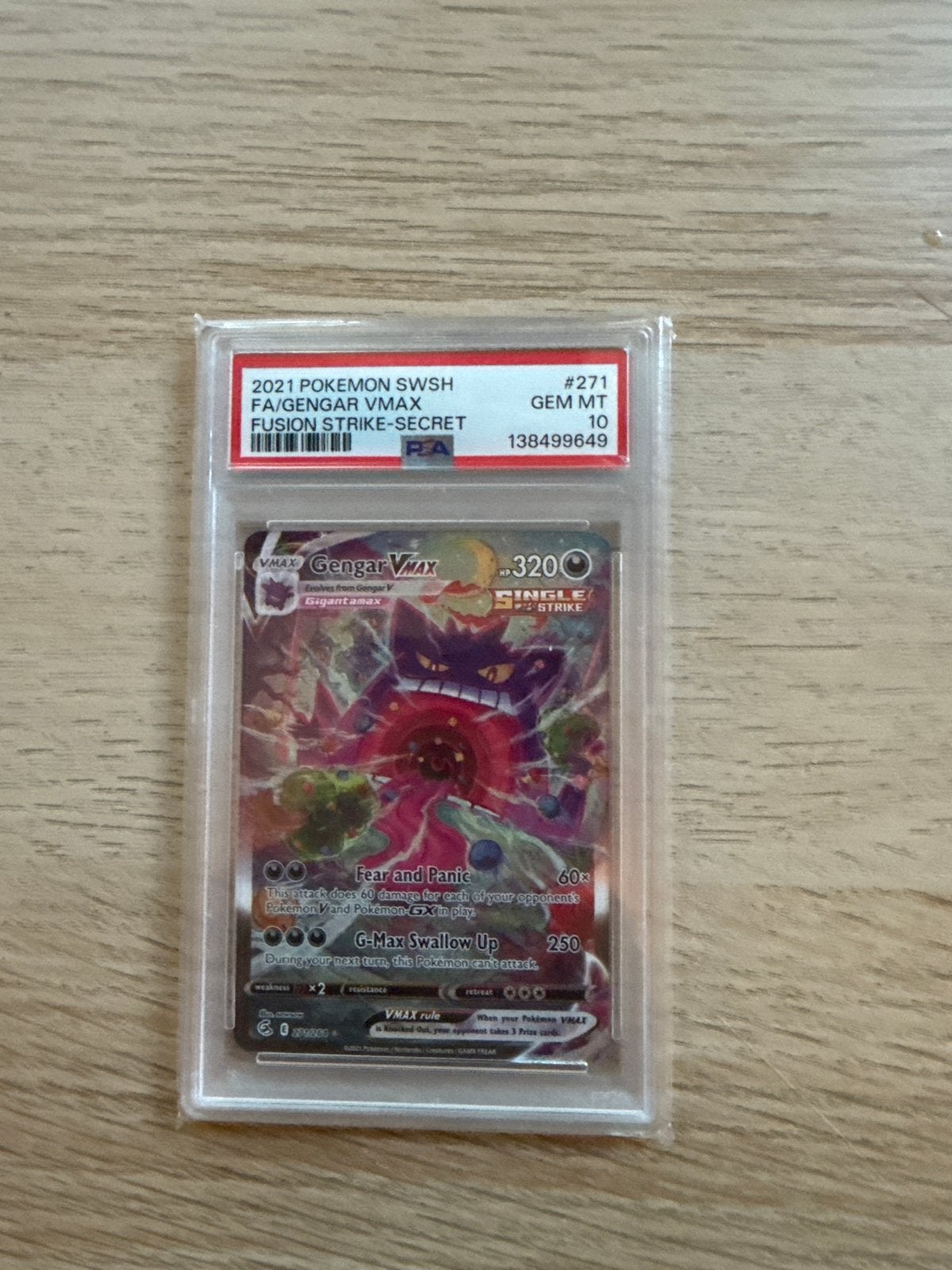 Pokémon Gengar VMAX Fusion Strike Secret PSA 10 GEM MT, Ophalen, Nieuw, Losse kaart