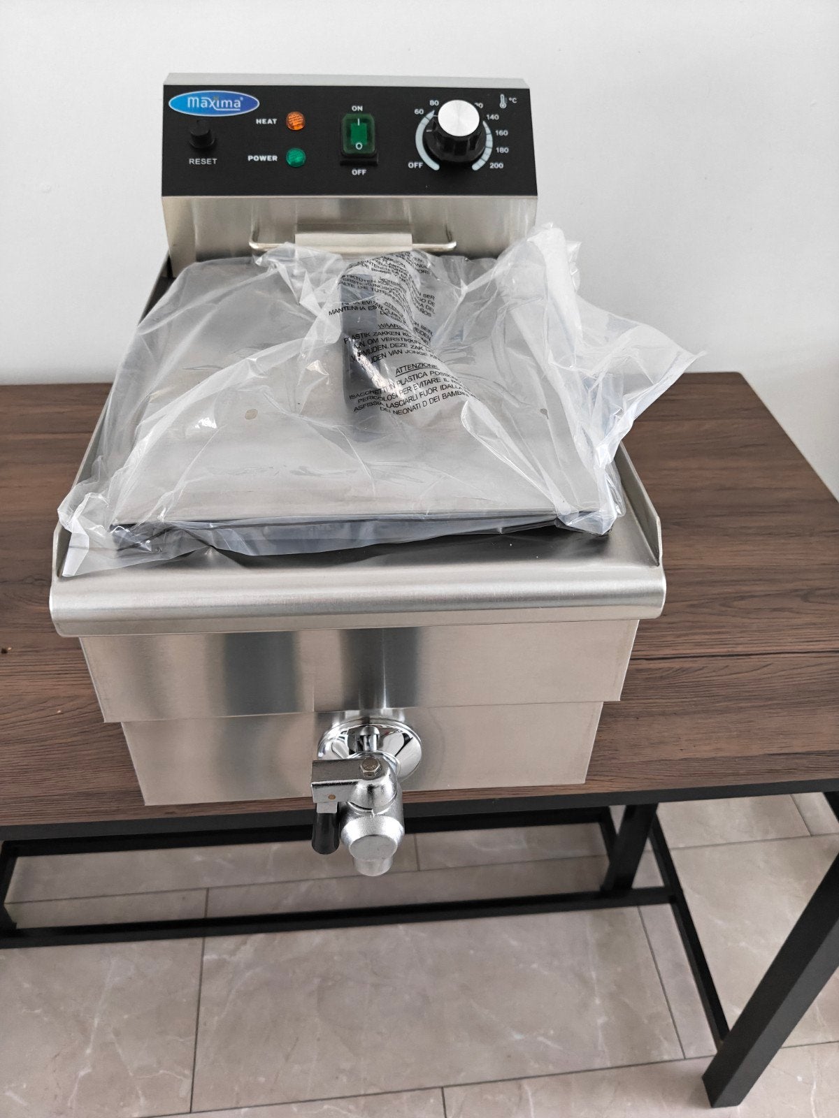 Nieuwe Maxima Friteuse met aftapkraan - RVS - 10 liter, Witgoed en Apparatuur, Frituurpannen, 4 liter of meer, Ophalen of Verzenden