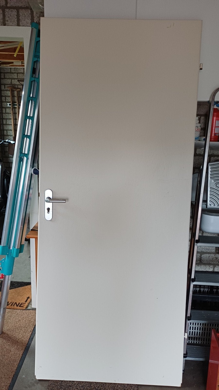 Opdekdeur 83x199,5 cm cremewit met houtnerf, Doe-het-zelf en Verbouw, Deuren en Horren, Ophalen, Gebruikt, 80 tot 100 cm, Binnendeur