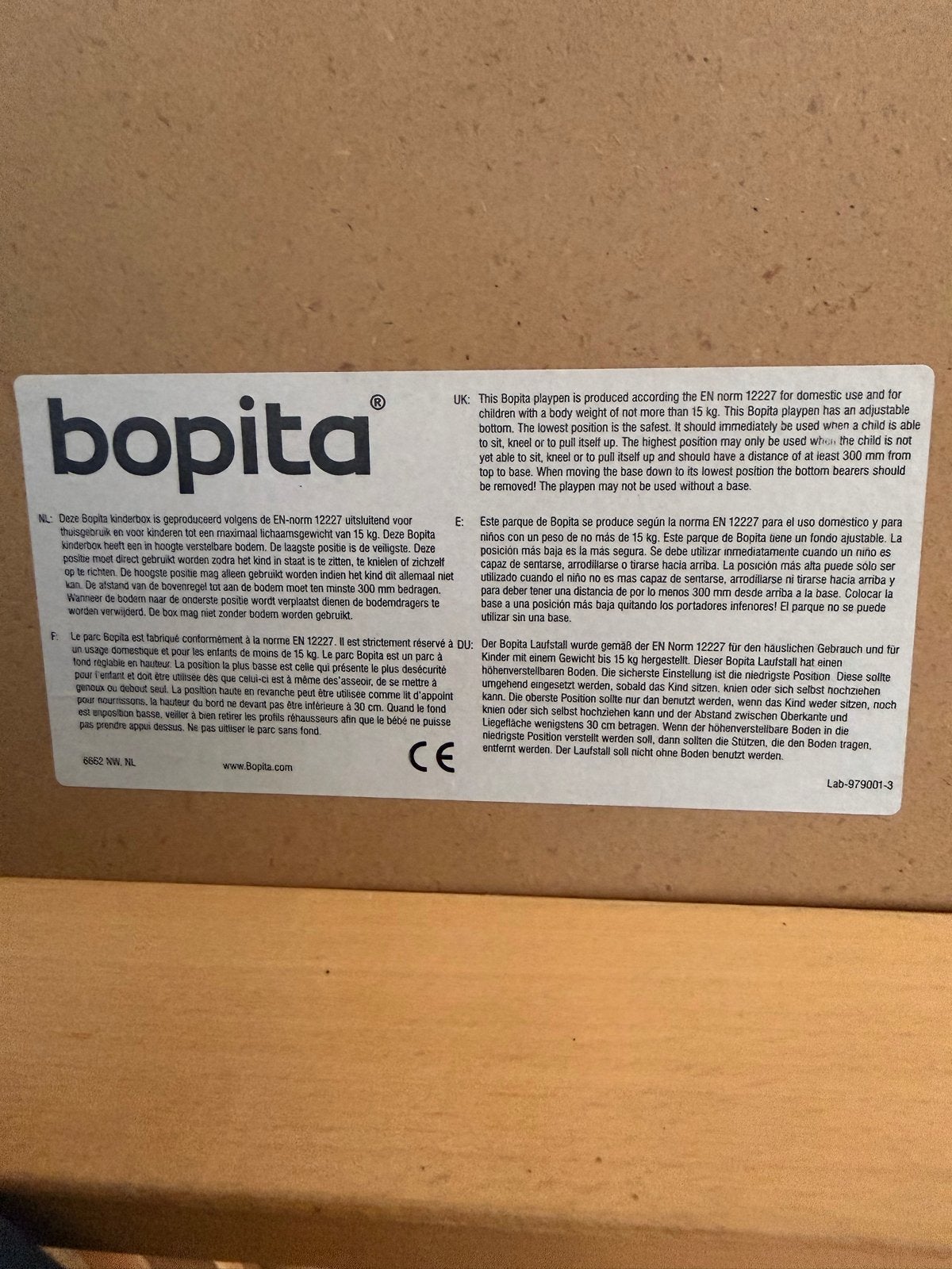 Bopita Box - Nette staat, mist hoogteverstelling, Kinderen en Baby's, Ophalen of Verzenden, Gebruikt, Vierkant