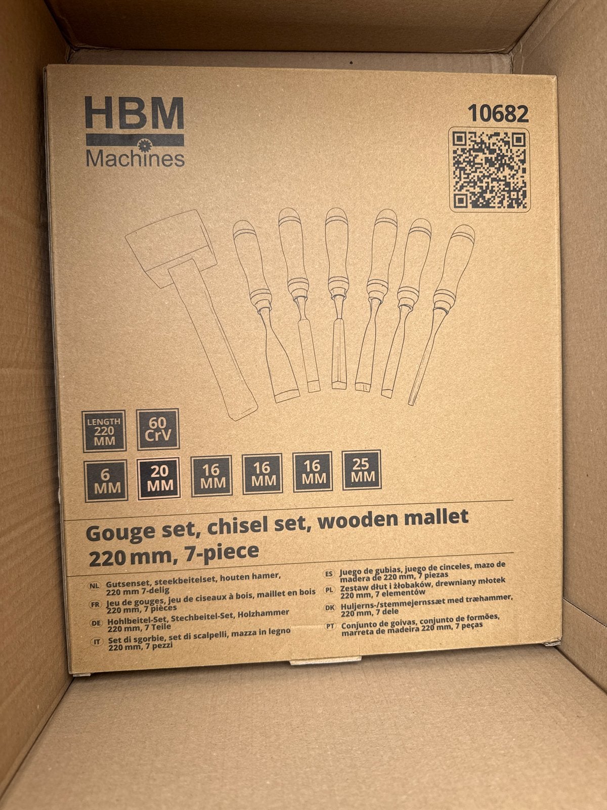 Nieuw HBM Gutsenset, steekbeitelset, houten hamer, 7-delig, Ophalen, Nieuw, Beitel, Overige merken