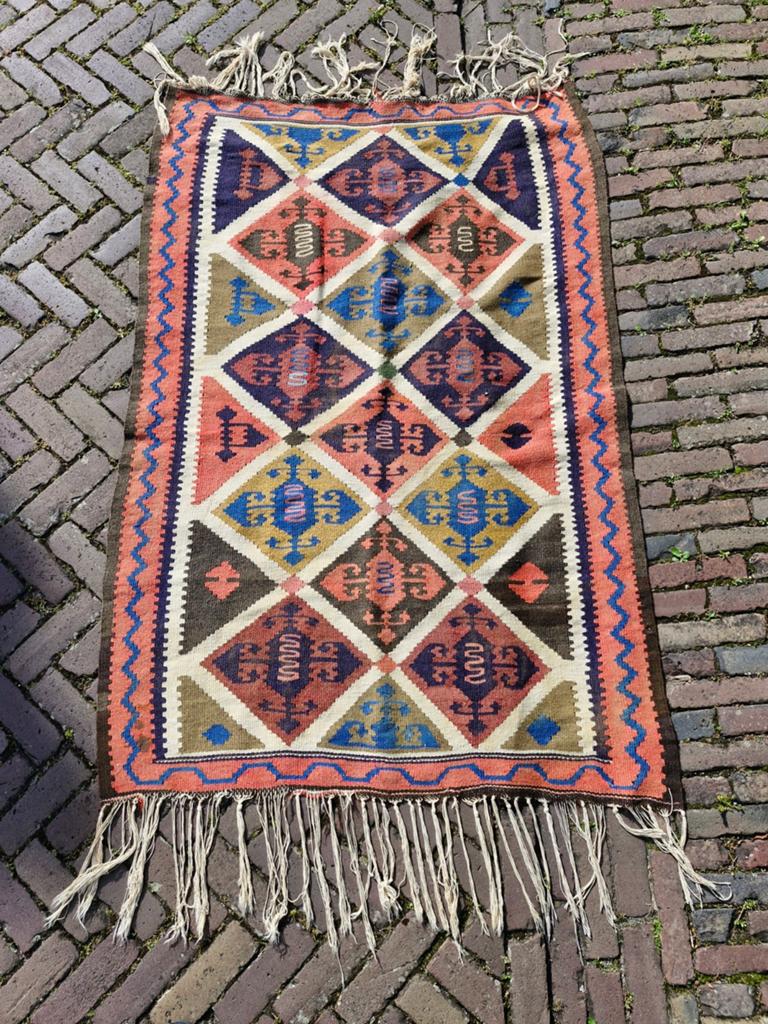 Handgeweven Perzische Kelim - Ghasghai/Fars stijl, Huis en Inrichting, Stoffering | Tapijten en Kleden, Gebruikt, 100 tot 150 cm