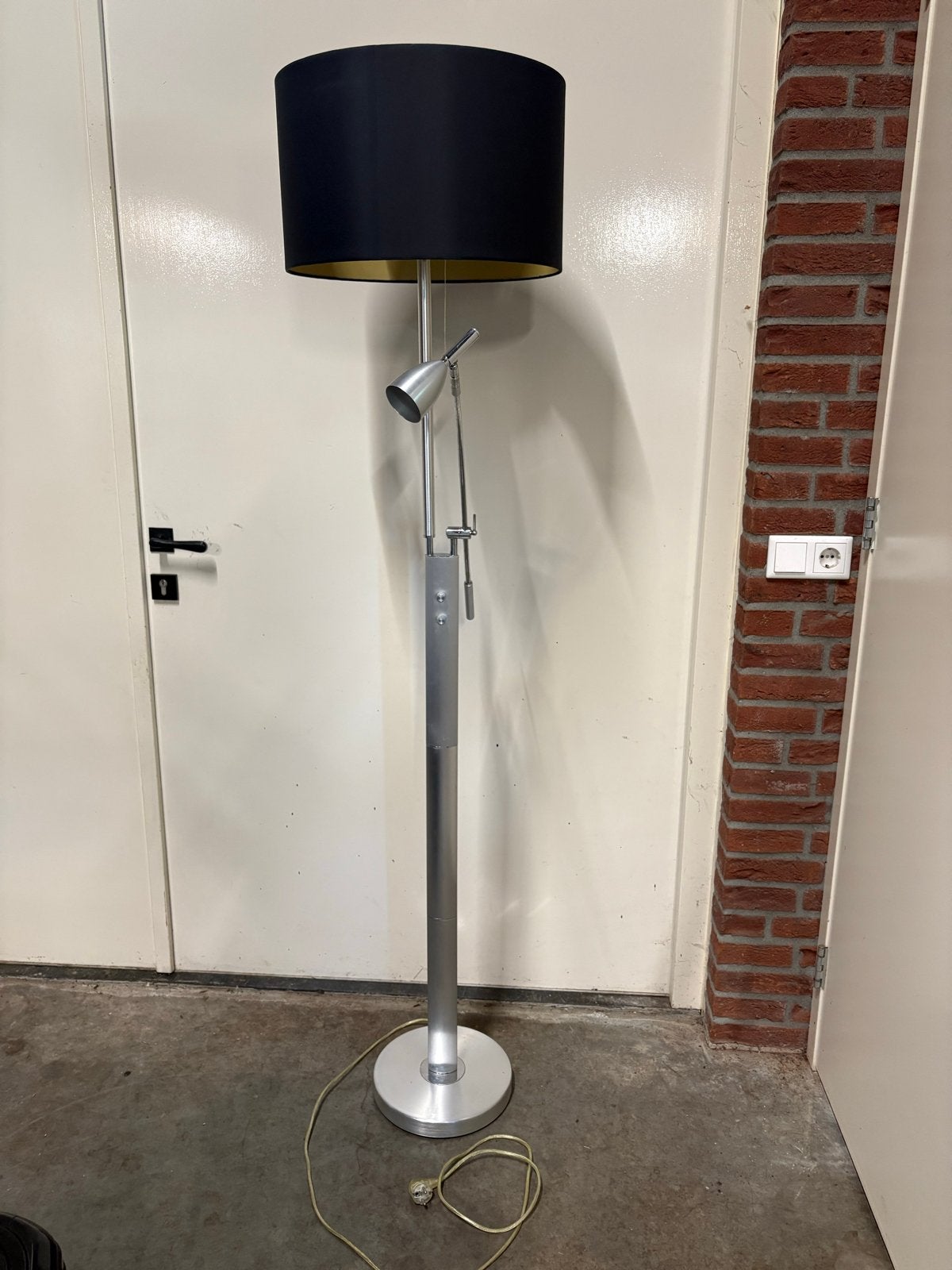 Mooie staande lamp met leeslampje, Huis en Inrichting, Lampen | Vloerlampen, Ophalen, Gebruikt, E27 (groot), Metaal