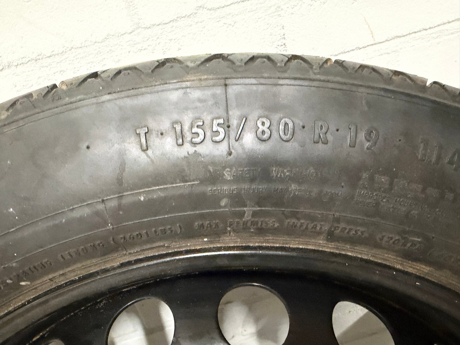 Thuiskomer reservewiel T-155/80 R19 114M, 19 inch, Gebruikt, 155 mm, Banden en Velgen