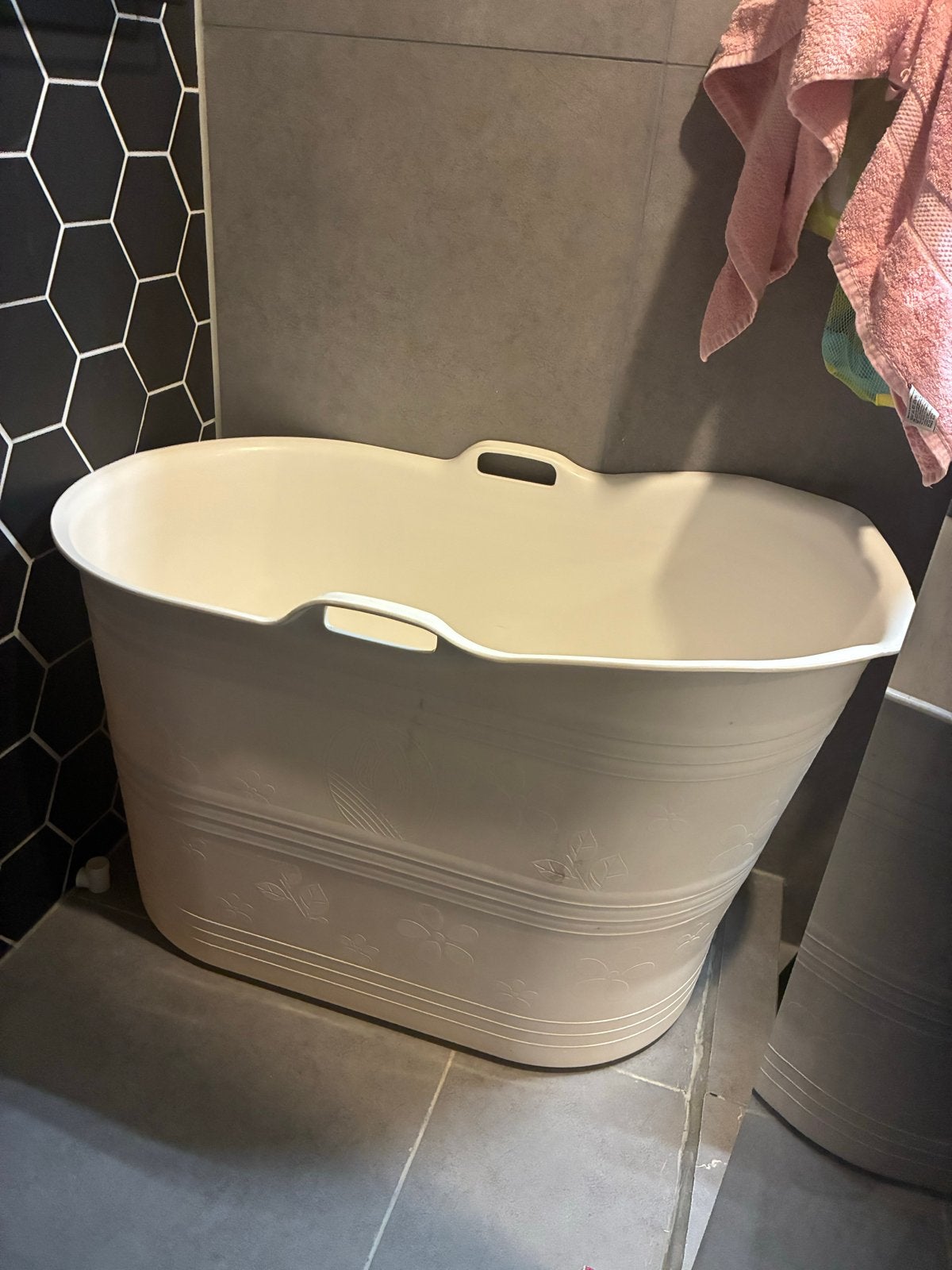 Zitbad volwassene met uitloop -  badbucket, Ophalen, Gebruikt, Met bad