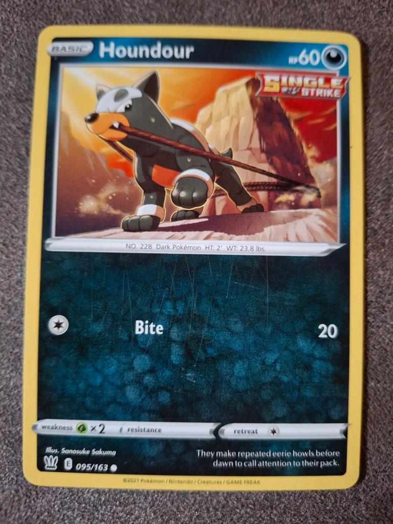 Pokémon Kaart: Houndour (Single Strike, 095/163), Ophalen of Verzenden, Gebruikt, Losse kaart