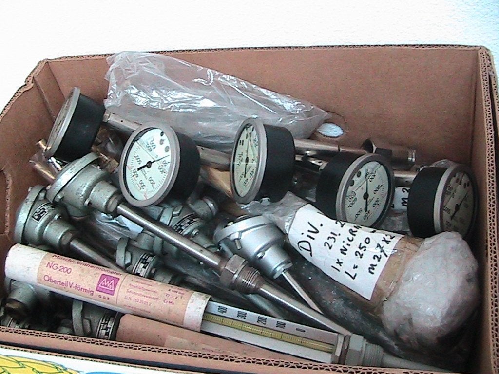 doos oude meetlansen & thermometers, Antiek en Kunst, Ophalen