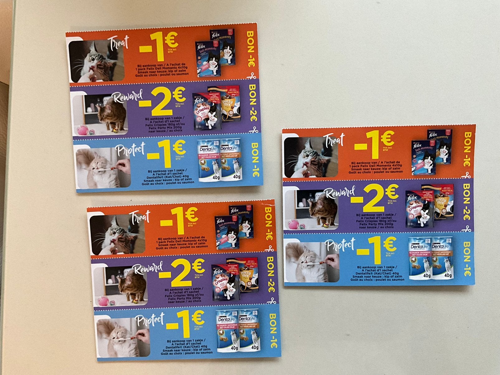kortingsvouchers voor Felix Dentalife kattensnacks van €12, Tickets en Kaartjes, Drie personen of meer, Kortingsbon