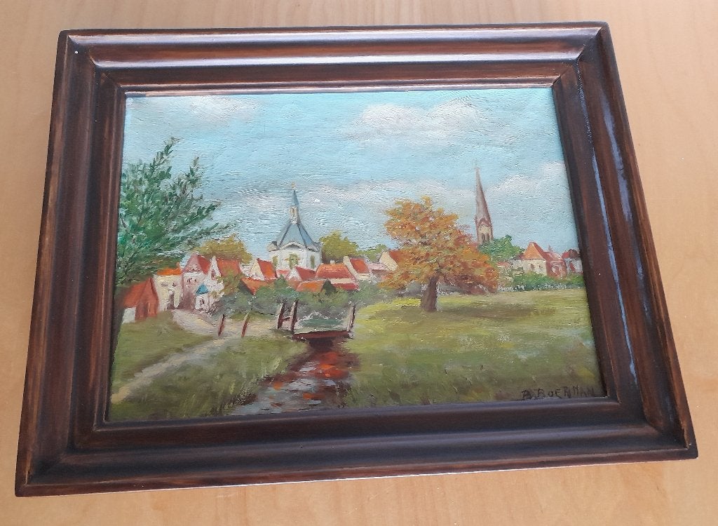 Schilderij B. Boerman (landschap), Ophalen, Doek, Oud hollands, Bijzondere lijst