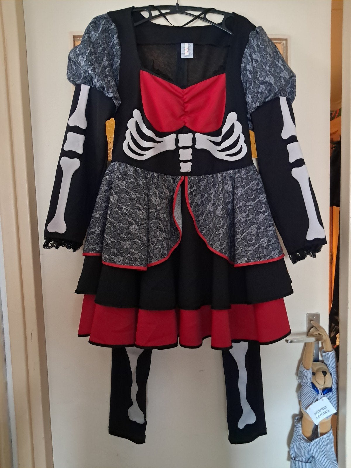 Halloween damespak skelet mt 40, Maat 38/40 (M), Ophalen of Verzenden, Halloween, Kleding
