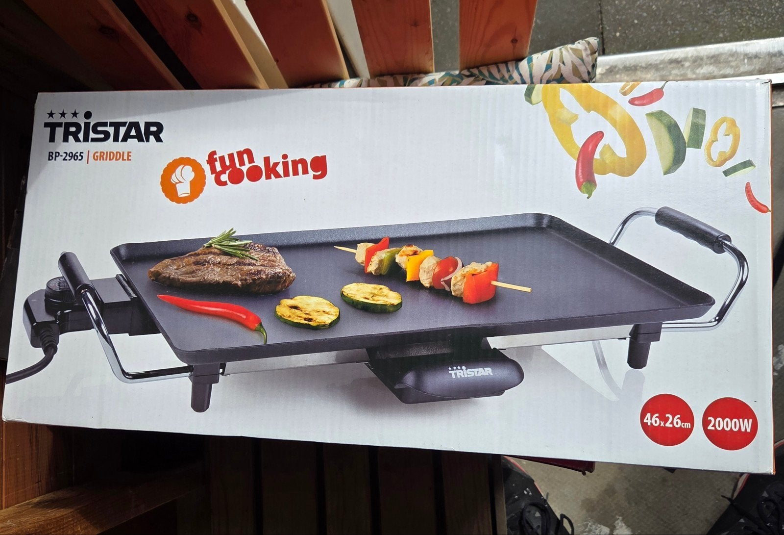 Tristar BP-2965 Griddle - Grote Bakplaat 46x26cm, 2000W, Ophalen, Nieuw, Tafelgrill