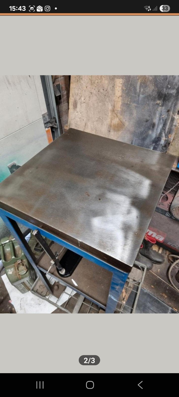 Robuuste werktafel / vlaktafel met stalen frame, Ophalen of Verzenden, Gebruikt