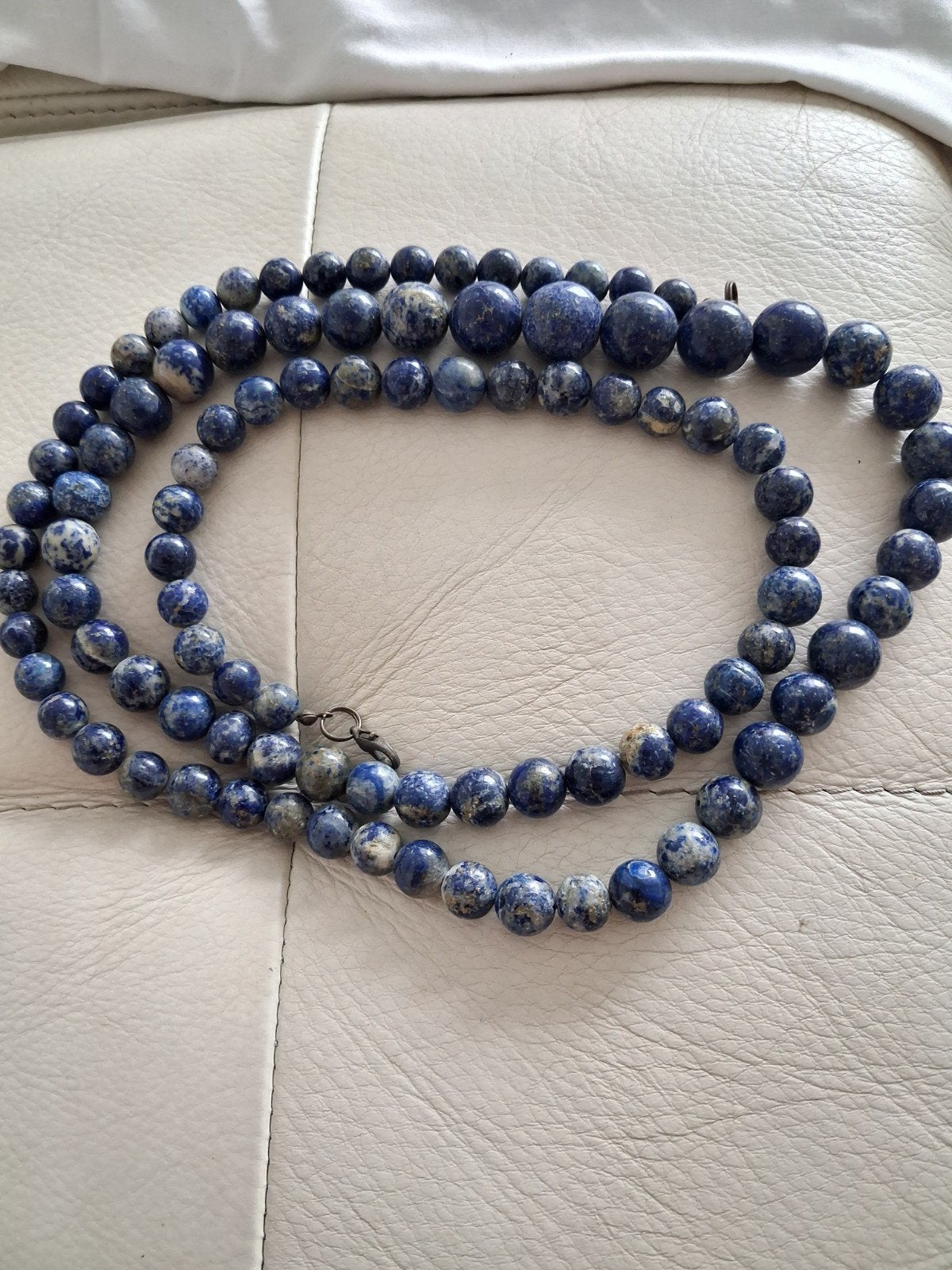 Lapis Lazulli ketting mrt zilver slot 220 gram 108 cm, Ophalen of Verzenden, Zilver, Ketting