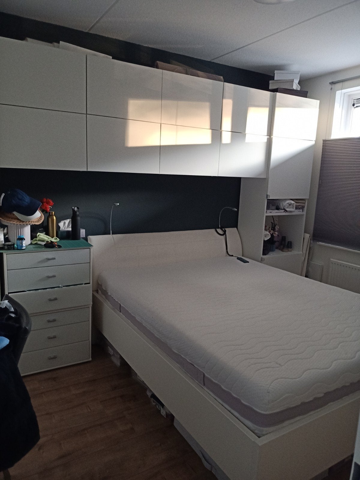 bed met electrische bodem van auping160x200cm, Ophalen, Gebruikt, Wit, Tweepersoons