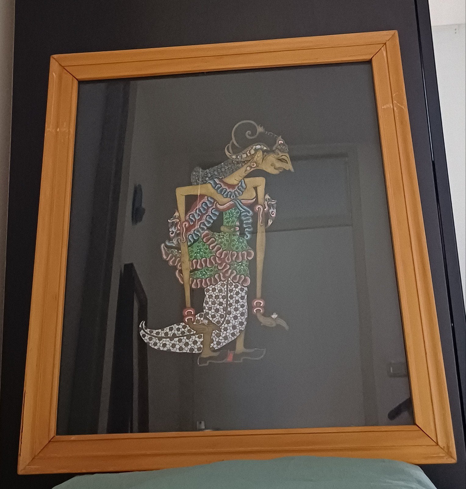 Ingelijste Wayang Kulit pop - Indonesische schaduwpop, Ophalen, Natuurlijk materiaal, Ingelijst, Indonesië