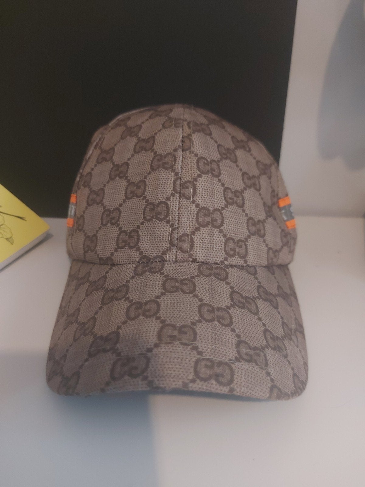Gucci pet met GG-monogram en oranje streep, Ophalen, One size fits all, Gedragen, Pet