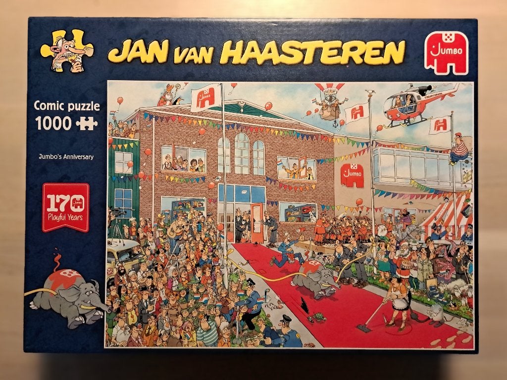 Jan van Haasteren Verjaardag Jumbo, Hobby en Vrije tijd, Denksport en Puzzels, Ophalen of Verzenden, 500 t/m 1500 stukjes, Zo goed als nieuw
