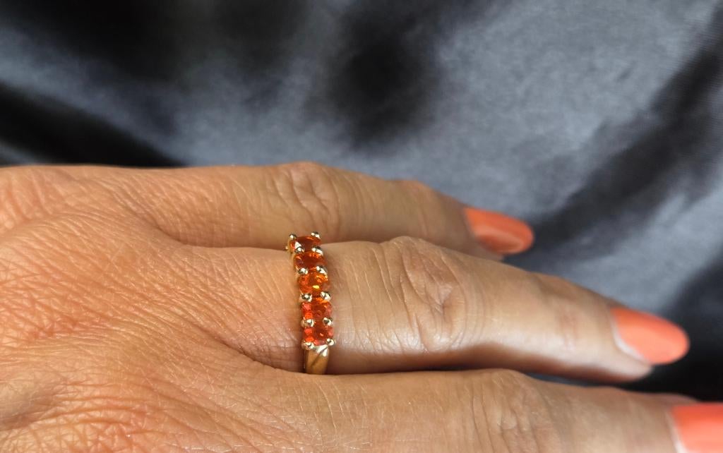 Gouden Vintage ring met edelsteen vuuropaal. 2026/260., ., Oranje, Ophalen of Verzenden, Zo goed als nieuw