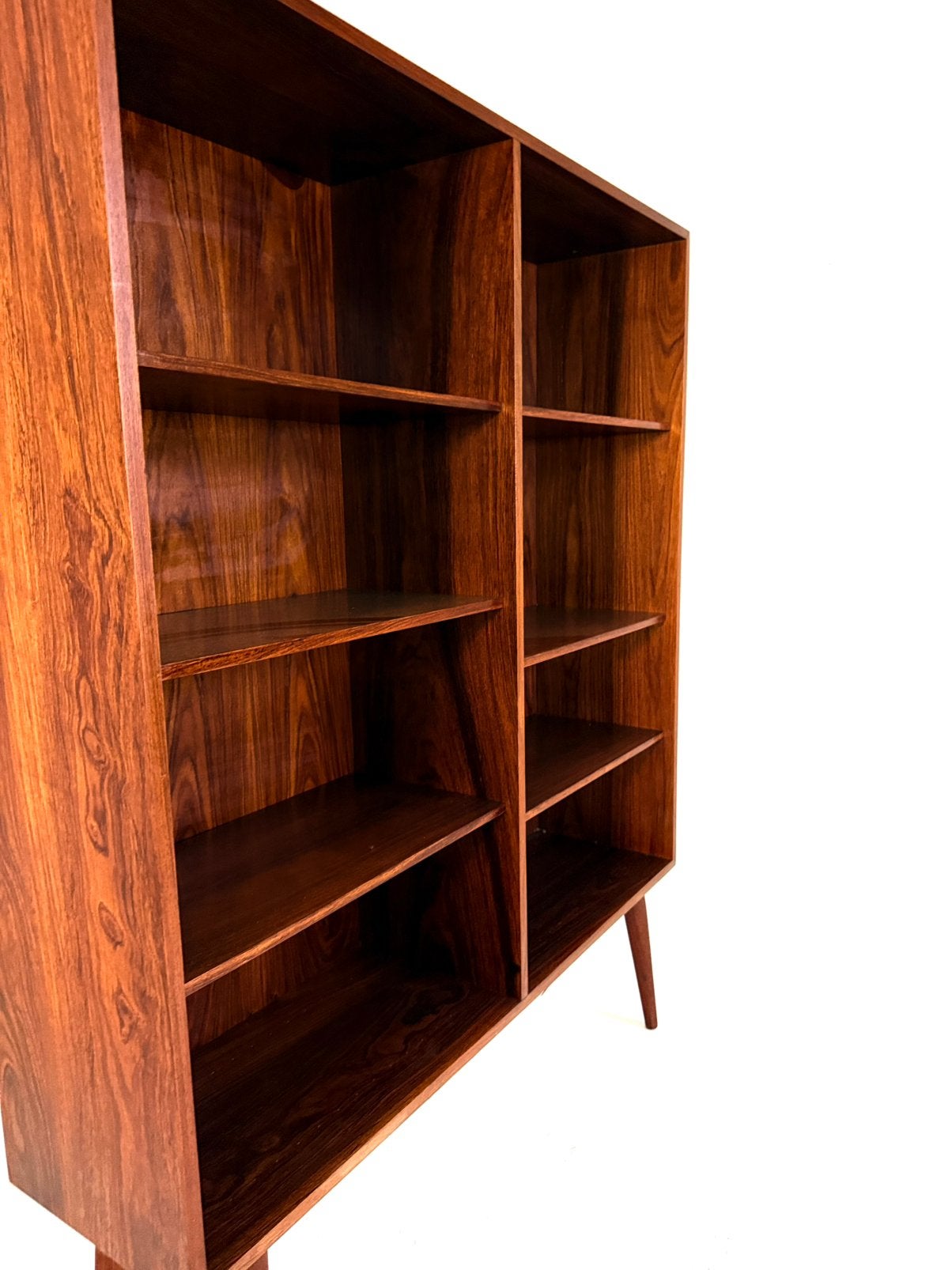 Vintage Palissander boekenkast, Faarup Møbelfabrik ‘60, Met plank(en), 100 tot 150 cm, Vintage retro buisframe design rotan webbing papercord deens