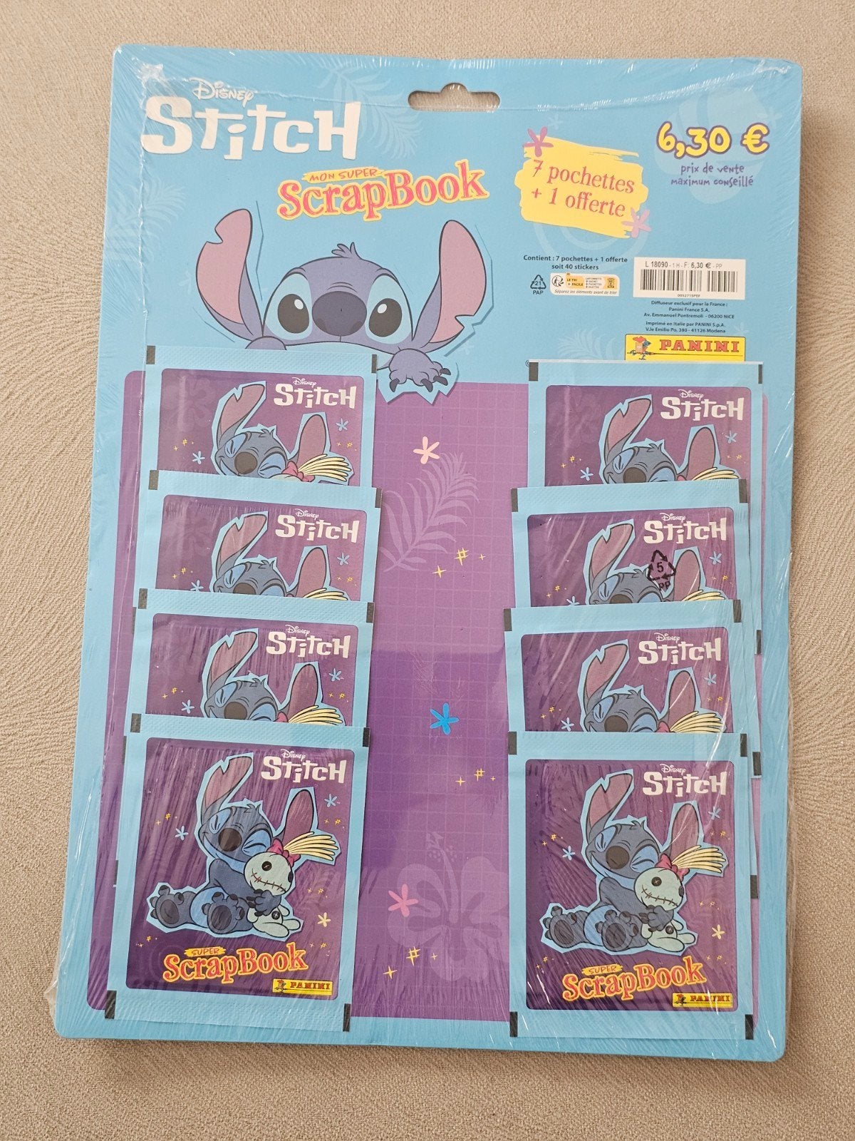 Disney Stitch Mon Super ScrapBook 8 Zakjes Sticker Panini Ne, Ophalen of Verzenden, Nieuw, Strip of Tekenfilm
