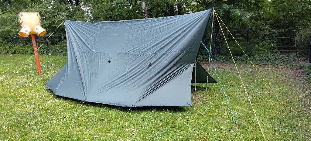 DD hammocks tarp 5x5m, incl. tarpstokken en scheerlijnen., Ophalen, Zo goed als nieuw
