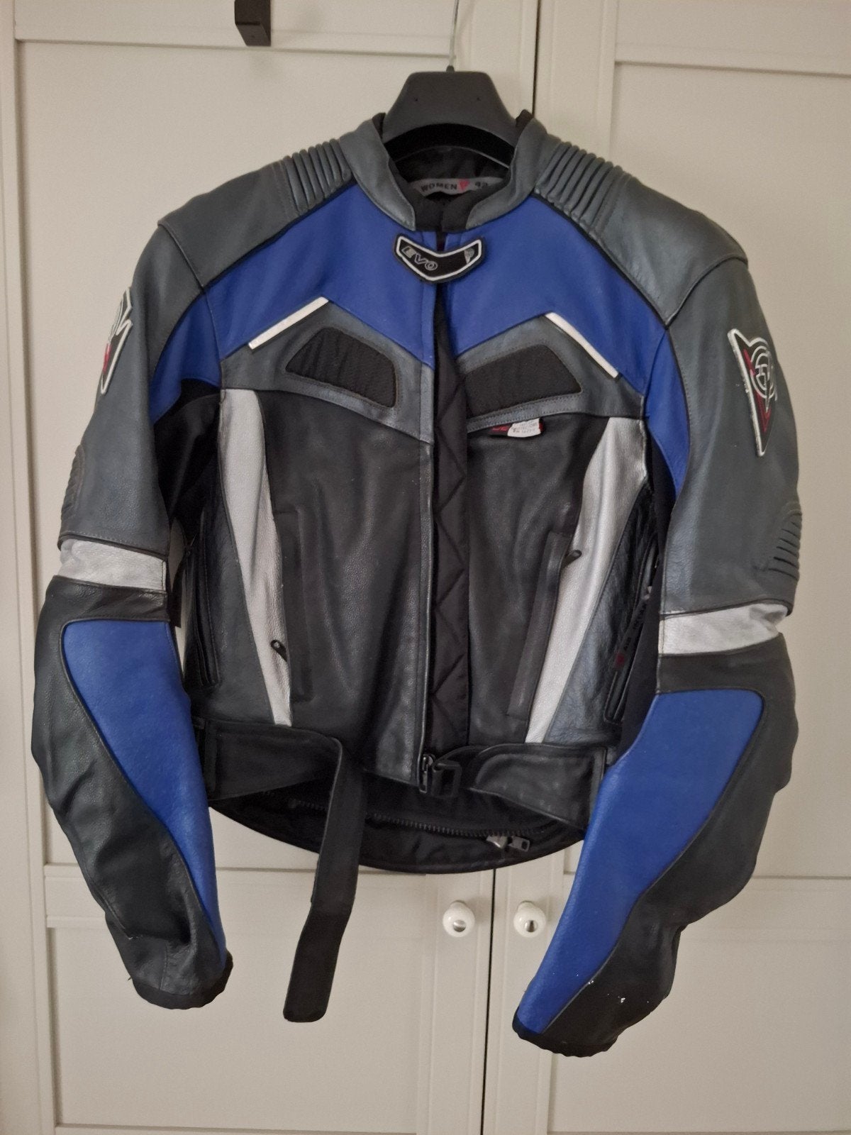 Leren dames motorjas EVO - Zwart/Blauw, Motoren, Jas | leer, Ophalen of Verzenden, Dames, EVO