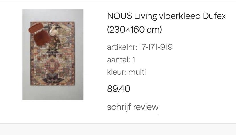 NOUS Living vloerkleed Dufex (230x160 cm) - Zo goed als nieu, Ophalen, Beige, 150 tot 200 cm, 200 cm of meer