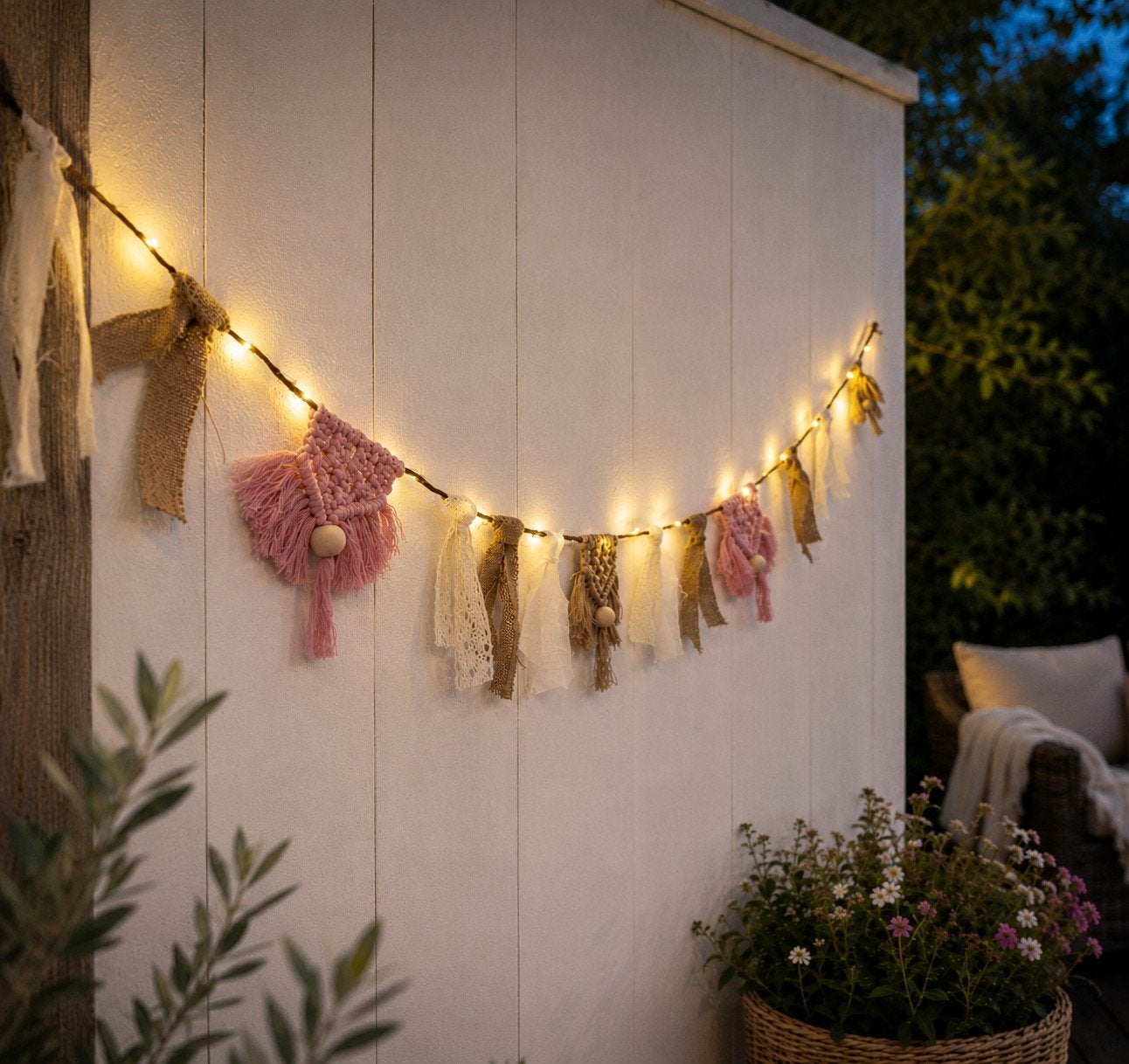 Handgemaakte slinger 2,5 m | boho | macramé | natuurlijk, Verzenden, Boho, Nieuw, Natuurlijk materiaal