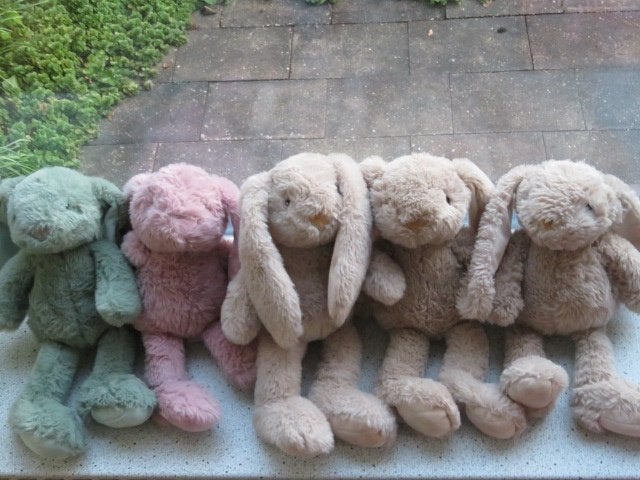 Velours konijn van Action merk ZD Trading bruin groen roze, Konijn, Ophalen of Verzenden, Zo goed als nieuw, Middelgroot (20 tot 80 cm)