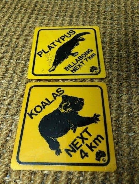 Australie reclamebordjes , koala en platypus . maat 10 x 10, Ophalen of Verzenden, Zo goed als nieuw, Reclamebord