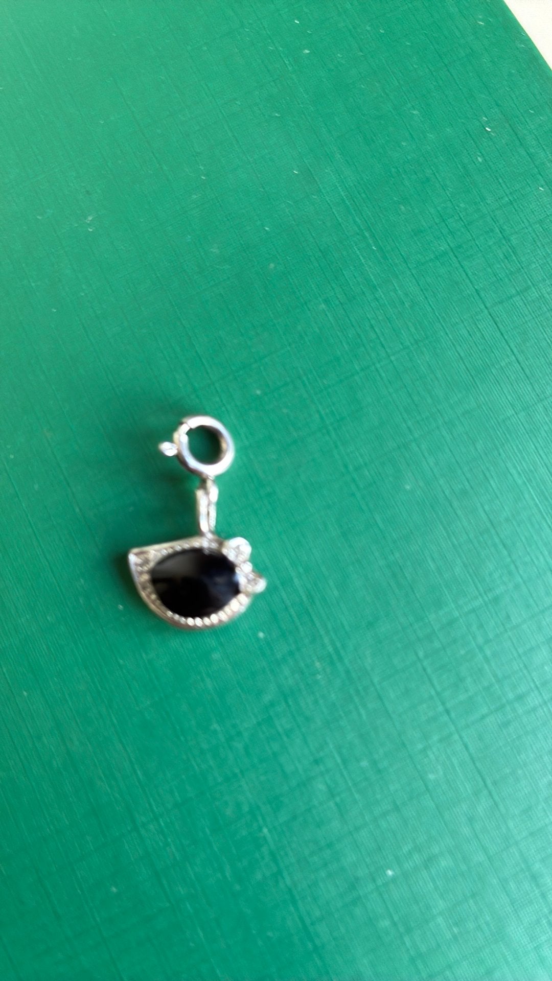 925 Sterling zilver bedel of hanger zwarte steen, Ophalen of Verzenden, Zo goed als nieuw, Zilver, Overige merken