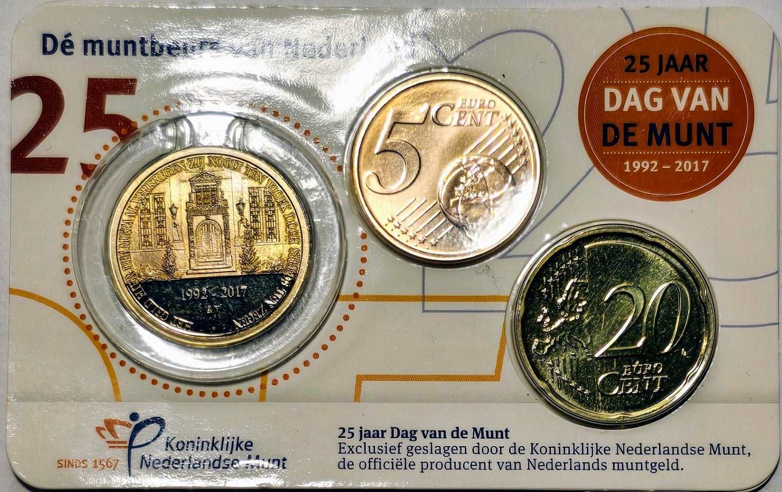 25 Jaar Dag van de Munt Setje - KNM 1992-2017, Postzegels en Munten, Munten | Nederland, Ophalen of Verzenden, Koningin Beatrix