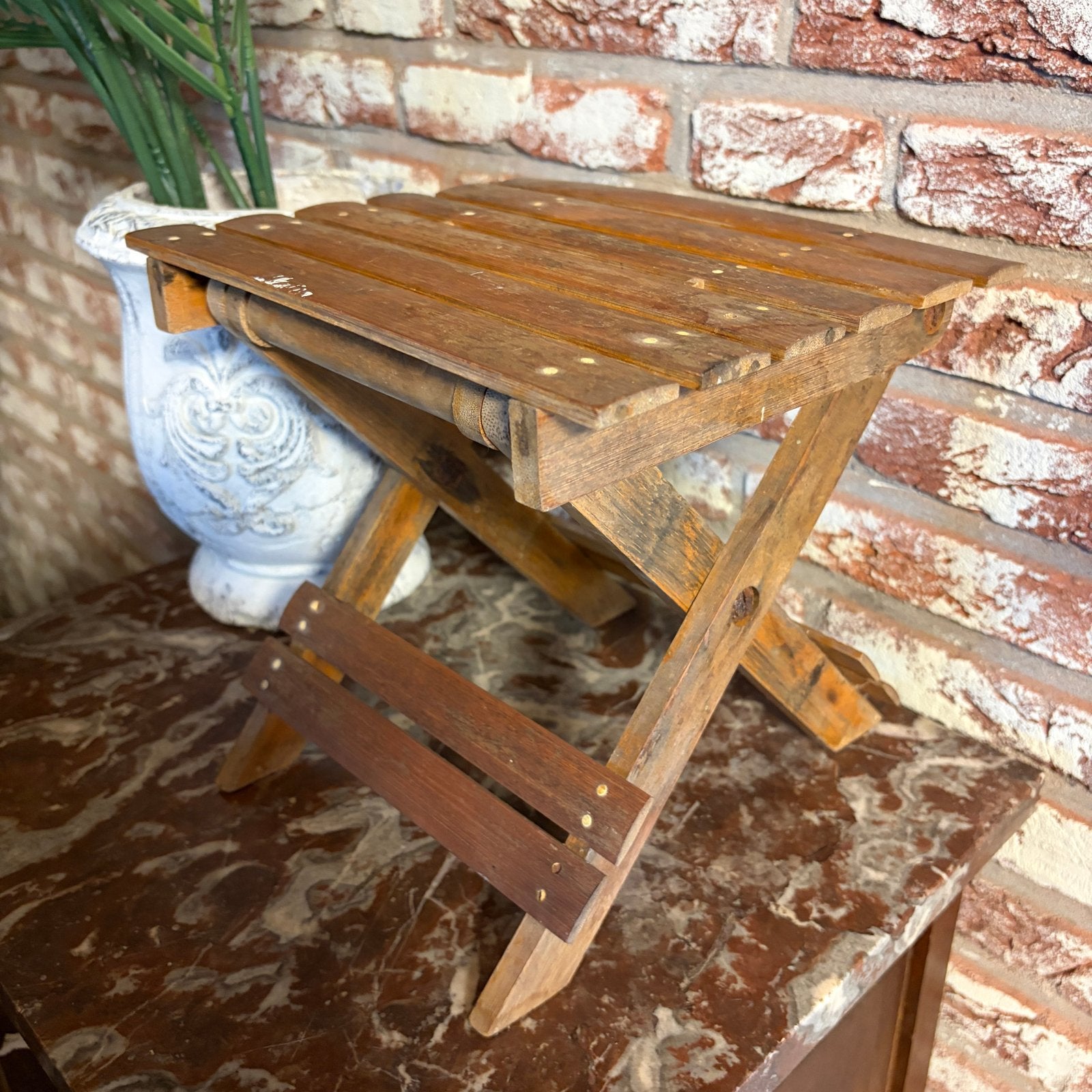 Houten krukje - inklapbaar - franse brocante, Antiek en Kunst, Ophalen of Verzenden