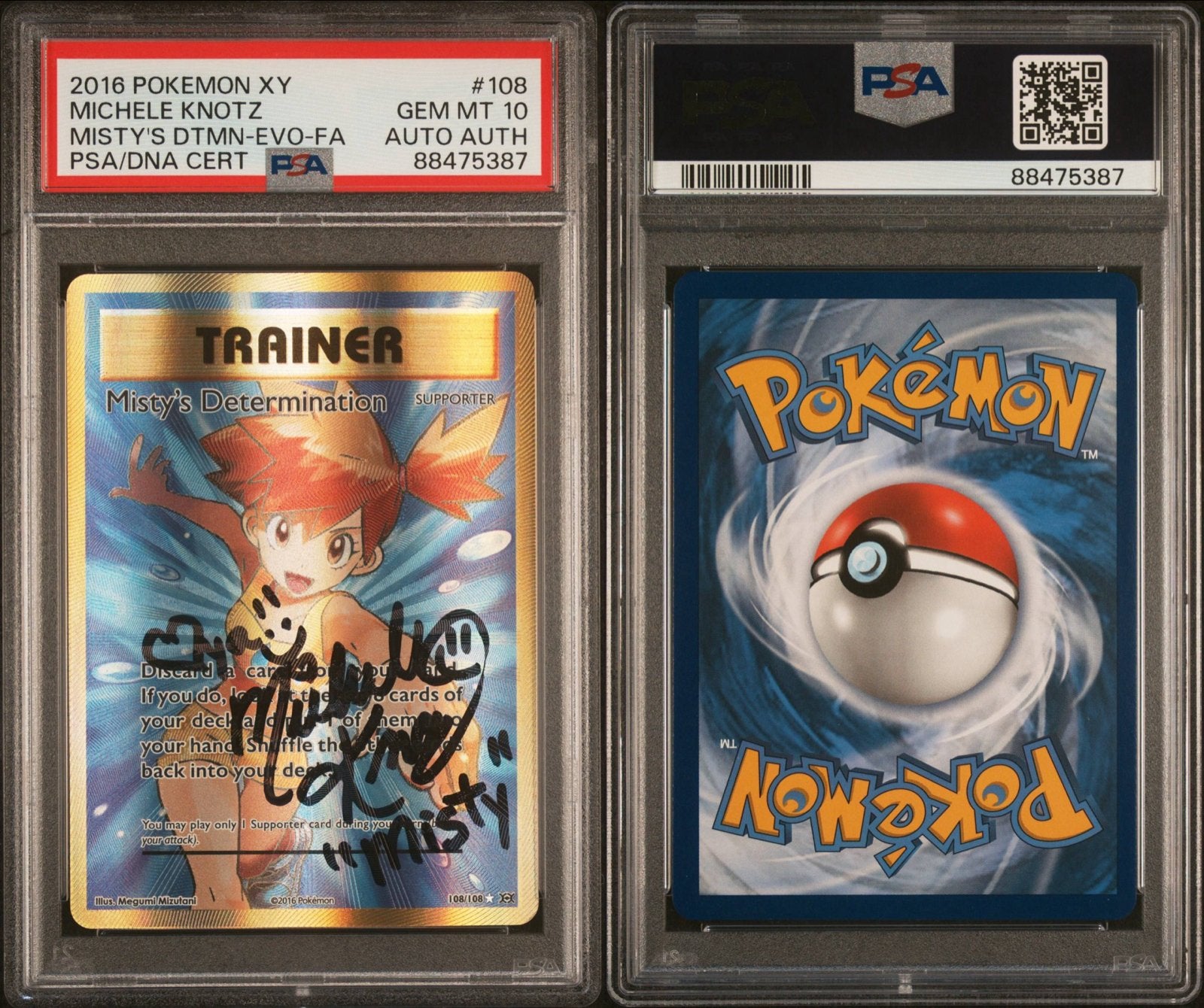 PSA 10 Misty's Determination Auto Michele Knotz Pokemon Kaar, Ophalen, Nieuw, Losse kaart, Foil
