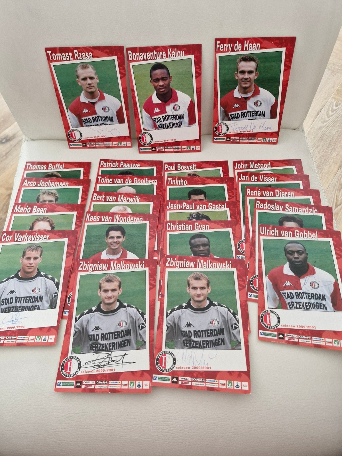 Feyenoord spelerskaarten seizoen 2000/2001 met handtekening, Ophalen of Verzenden, Gebruikt, Feyenoord, Spelerskaart