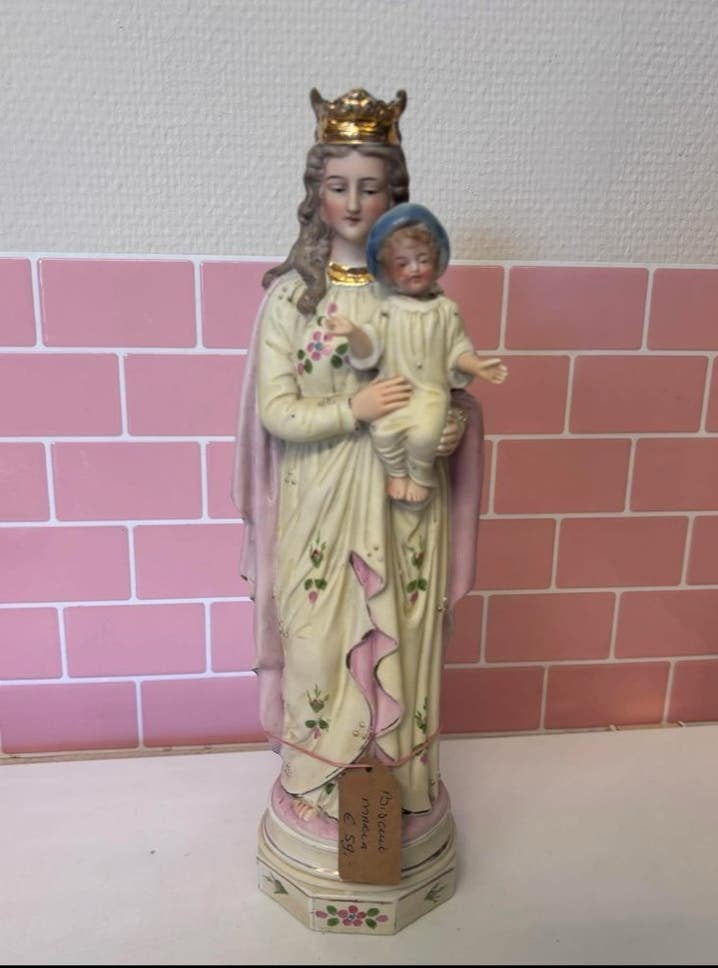 Biscuit Maria beeld met Jezus -zoet en vintage Veenhuizen, Ophalen of Verzenden