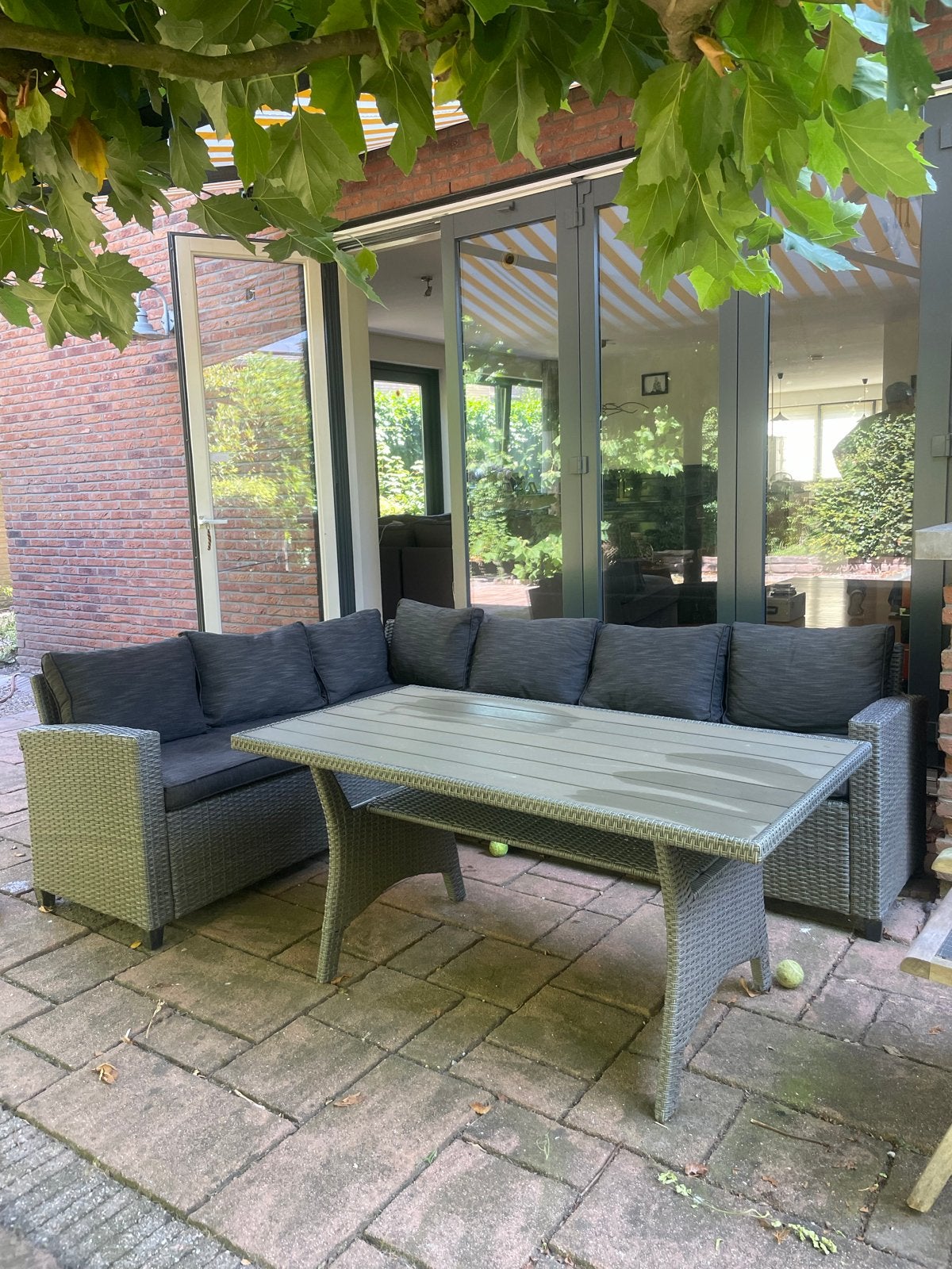 Tuinbank + tafel van Jysk, Ophalen, Zo goed als nieuw, Aluminium