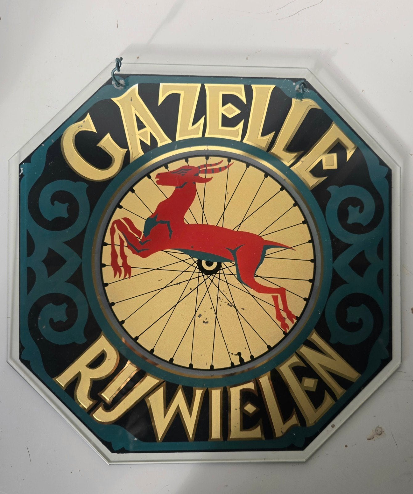 Gazelle Rijwielen reclamebord glas, Ophalen of Verzenden, Zo goed als nieuw, Reclamebord