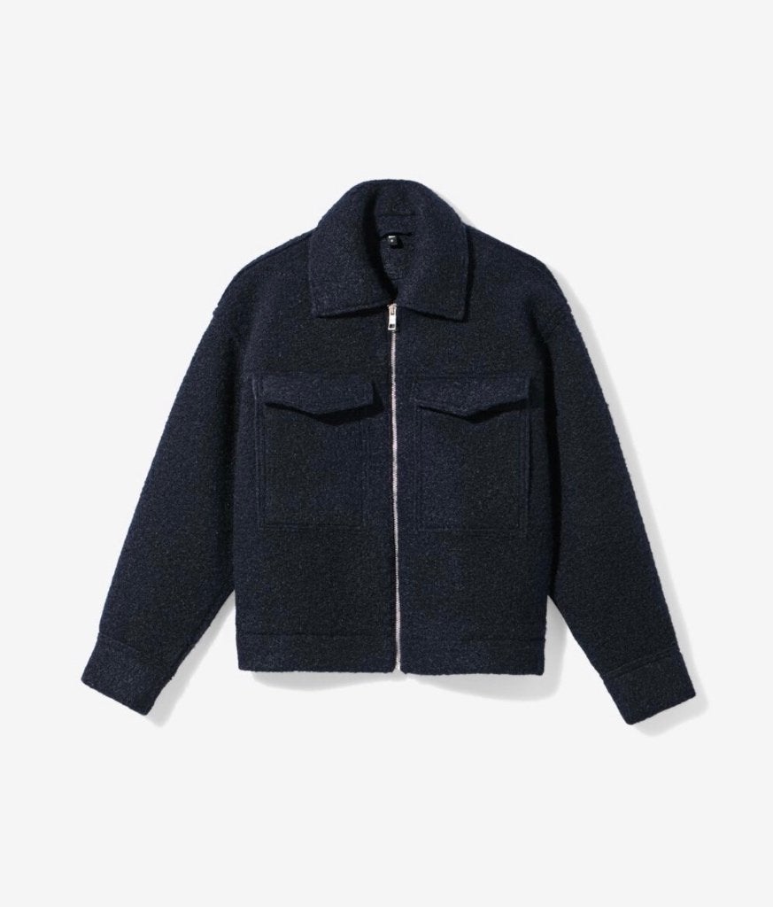 bouclé teddy jack met een opstaande kraag Hema, Blauw, Maat 46/48 (XL) of groter, Ophalen of Verzenden, Zo goed als nieuw