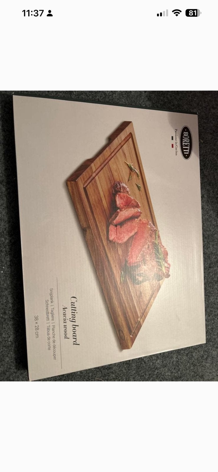 Boretti Snijplank Acaciahout bbq  38x28 cm nieuw, Tuin en Terras, Buitenkeukens, Ophalen of Verzenden, Zo goed als nieuw, Houtskool
