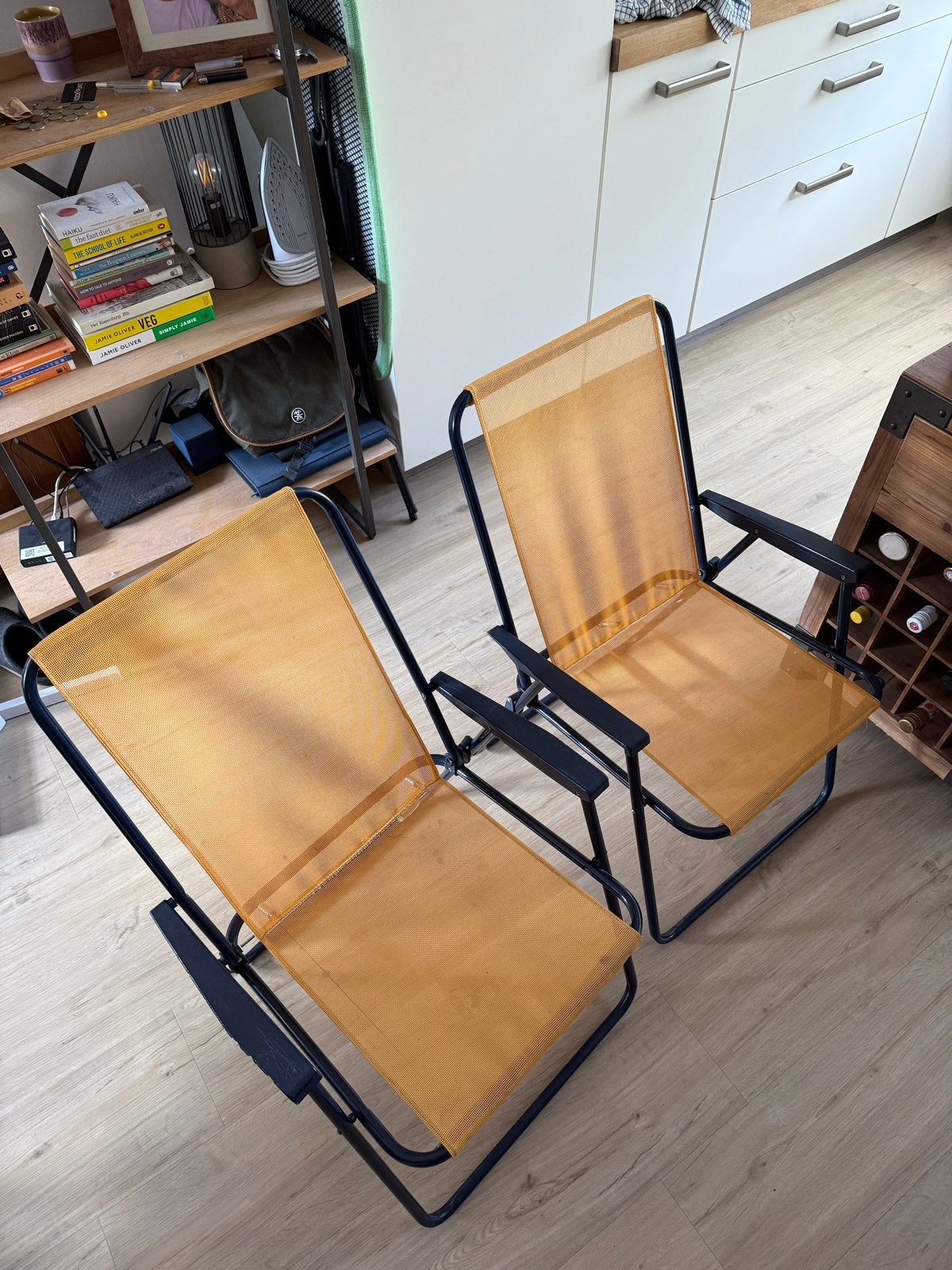 Set van 2 opvouwbare stoelen - Oranje/Zwart, Ophalen, Gebruikt, Twee, Overige kleuren